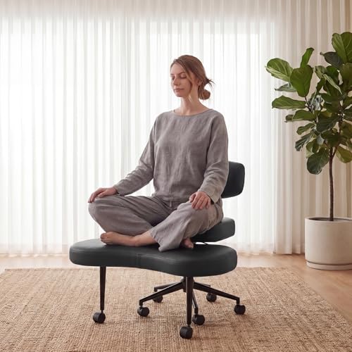 DUMOS ADHD Meditation Chair, Cross Legged Home Office Desk Chair - color: Black