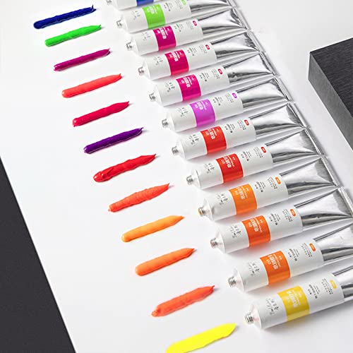Paul Rubens Oil Paint, 12 Neon Colors, 50ml Large Tubes, Faster Drying Time | High Saturation, Art Supplies for Artists, Students, Beginners - color: 12 Neon Colors