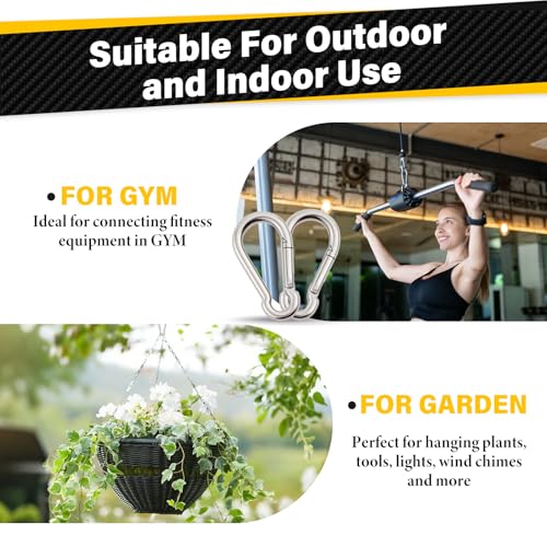 Hammock Hanging Kit, Load Capacity 1400 lb, Stainless Steel Hammock Hook Carabiner Set for Yoga Hammock Swing Chair Indoor Outdoor Relaxation (4-Pack Carabiner Clips) - color: 4-pack Carabiner Clips