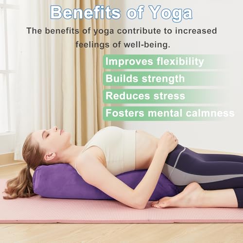 Rectangular Yoga Bolster Pillow for Restorative Yoga - color: Purple