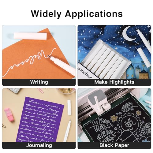 White Ink Gel Pens Compatible with Cricut Maker 3/Maker 4/Maker/Explore 3/4/5/Air 2/Air, 7 Pack Medium Point Pens for Drawing, Lettering, Adding Highlights - color: White