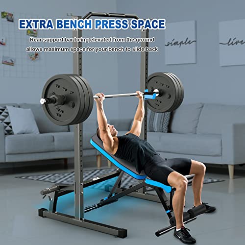 BEKING Squat Rack,All-in-ONE Power Rack Cage with Pull Up Bar,Adjustable Power Cage with Barbell Rack & Weight Plate Storage,Strength Training Workout Station for Home Gym Fitness,Space-Saving Design - color: Squat Rack