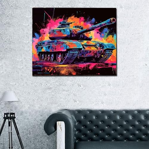 DIY Colorful Tanks Paint by Number Kits 16 x 20 inch Canvas Watercolor Painting by Number for Kids Students Adults Beginners with Brushes Acrylic Pigment Perfect for Home Decor(Without Frame) - color: Artwork 06, size: 16''x20''(without frame)