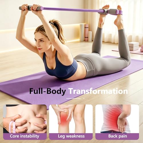 Pedal Resistance Band with Handle,4/6/8 Resistance Levels Elastic Pull Rope, Portable Fitness Bands for Leg Butt Training, Home Gym, Yoga, Pilates - size: 4 Levels(Purple )