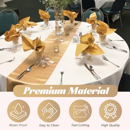 Disposable Gold Plastic Table Cover Roll 54in X 240ft - Heavy Duty Waterproof Tablecloth with Easy Slide Cutter for Weddings, Parties & Events - color: Gold, size: 2880" x 54" (Rectangular)