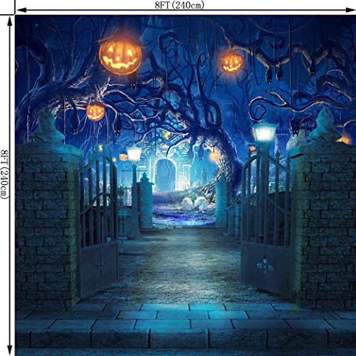 8X8FT Halloween Theme Pictorial Cloth Seamless Customized Photography Backdrop Background Studio Prop TP263B - size: 8X8FT