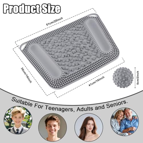 Kalolary Silicone Foot Massage Acupressure Mat with 2 Massage Balls - color: Cool Gray