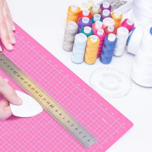 Headley Tools Thickened 36 x 48 Inch Self Healing Sewing Cutting Mat, A0 Rotary Cutting Sewing Mat for Crafts, Double Sided 5-Ply Table Cutting Board for Fabric Quilting Leather Hobby, Pink/Purple - color: Pink/Dark Purple, size: 48"L x 36"W