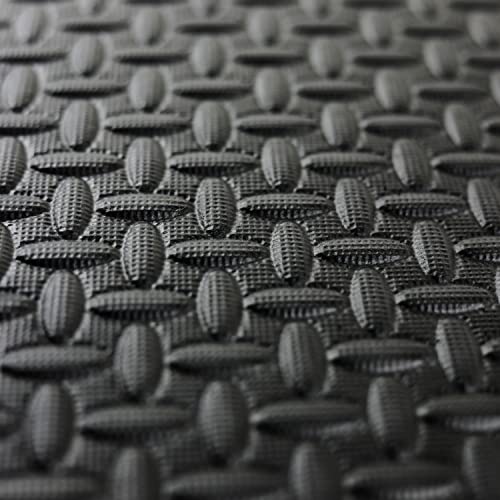 CAP Barbell Exercise Mat Interlocking Puzzle Mat, Diamond Plate Texture, Covers 12 Sq Ft, Black 12 x 12 x 1/2