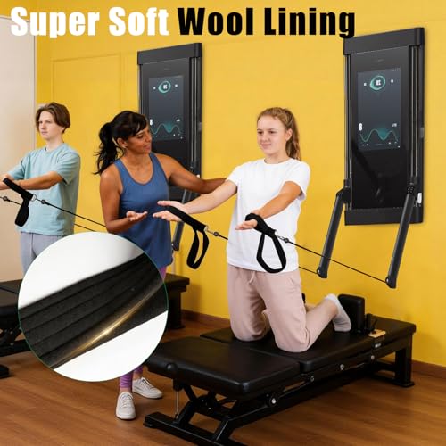Pilates Loops Compatible with Tonal Smart Home Gym, Double Loop Soft Lined Pilates Straps with T Lock Adapter, W/Snap Hooks - color: Black