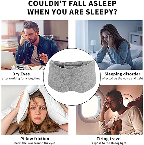 Sleep Mask for Men Women,100% Cotton Sleep Eye Mask with Fully Adjustable Strap, 100% Light Blocking Eye Mask for Sleeping, 0 Pressure Eye Covers for Travel Yoga Nap (Gray) - color: Gray