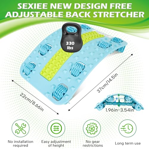 Back Stretcher, Pneumatic Inflatable Lumbar Support Board with Hand Pump & Release Valve, Stepless Height Adjustment, Decompression-Style Stretching, Cracking Device Alternative (Blue) - color: Blue