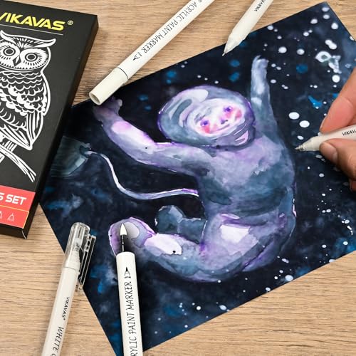 6PCS White Gel Pens for Dark Paper – 3 Fine Gel Pens (1.0mm, 0.8mm, 0.5mm) + 2 Dual-Tip Acrylic Paint Pens + 1 Liquid Ink Brush Pen for Adult Artists Journaling, Illustration, Lettering - style: 6 sizes