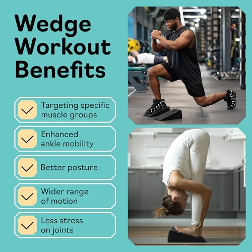 Squat Wedge Block Set of 3/5 - 960 LBS Capacity - Slant Board for Calf Stretching with 5 Stackable Angles - Calf Stretcher Slant Board - Workout Equipment - EPP Material for Exercise Equipment & Physical Therapy - color: Black&Classic