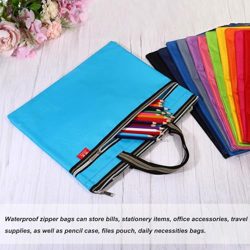 PATIKIL Waterproof Zipper File Bag, Documents Books Tools Storage Zip Pouch for Office Travel, Light Blue - color: Light Blue