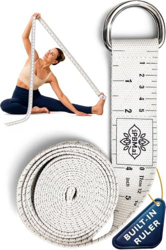 Precision Yoga Strap – Stretching Strap with Measurement Indicators for Physical Therapy, Recovery, Mobility & Flexibility Tracking – Durable Polyester Webbing with Metal D-Rings