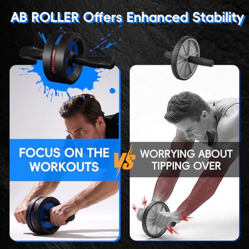 Ab Roller Wheel for Abs Workout with 2 Knee Pads for Home Gym - color: Blue