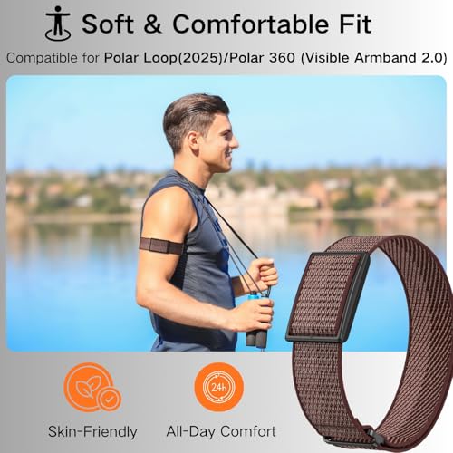 Bicep Bands Compatible for Polar Loop (2025) / Visible Armband 2.0 Straps - color: Copper Brown