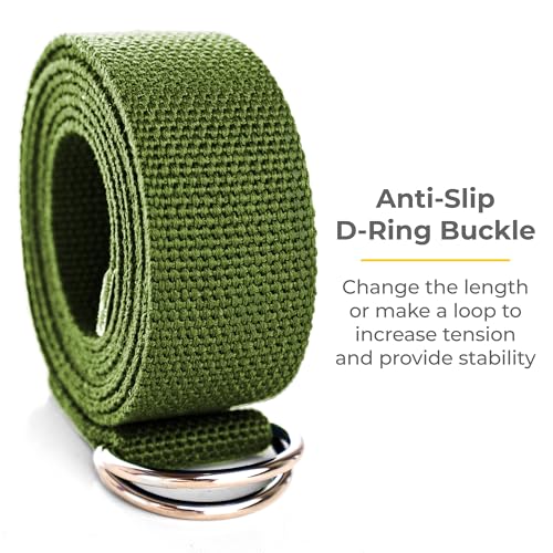 Bulk Yoga Straps, 10 Pack, 8ft, D-Ring Buckle - color: Olive
