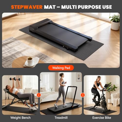 Stepwaver Walking Pad Mat for Carpet, Treadmill Mat for Hardwood Floors | High Density, 1/4 Thickness, Foldable, Floor Protection for Bike, Elliptical, Treadmill, Walking Pad - size: 55"L x 24"W x 0.2"Th