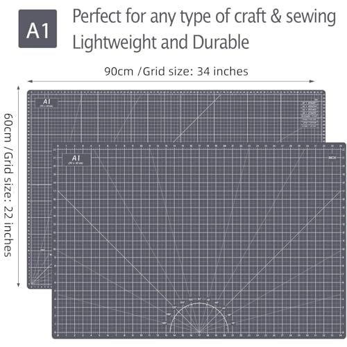Headley Tools Thickened 24 x 36 Inch Self Healing Cutting Mat, Durable A1 Double Sided 5-Layer Craft Cutting Board for Fabric, Quilting, Sewing, Hobby, Scrapbooking, Arts and Crafts Project, Dark Gray - color: Gray, size: 36"L x 24"W