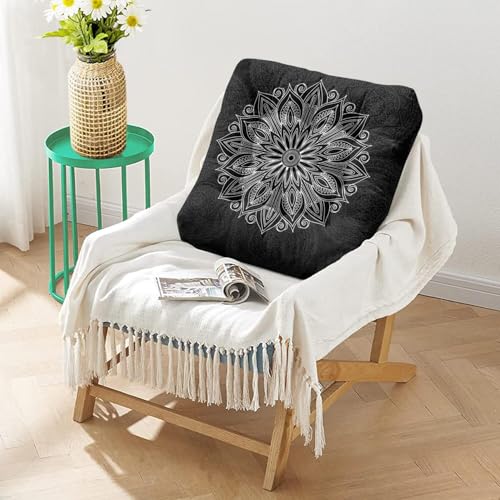 Meditation Cushion, Floor Pillows for Sitting, Meditation Pillow for Tatami Living Room, Yoga Sitting, Floor Pillow in Home & Outdoor, Memory Foam Added, 22x22 Inch - color: Mandala Black, size: Square