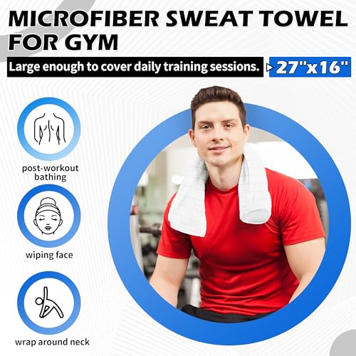HOMERHYMRE Microfiber Workout Towels, 10 Pack White Gym Sweat Sports Towel for Yoga, Tennis, Running, Exercise, Working Out, Camping, Quick Dry, Highly Absorbent, for Women & Men, 16 x 27 Inch - color: White, size: 10 Pack
