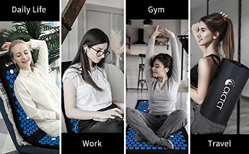 Extra Long Yoga Acupressure Mat Set,Massage Acupuncture Mat Large,Magnetic Mat Acupressure Body mat and Pillow for Neck Back Pain Relief(Blue) - color: Blue