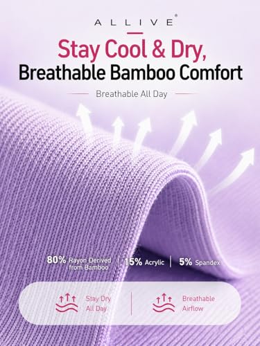 ALLIVE Pilates Socks with Grips for Women, Bamboo Breathable Non Slip Socks for Yoga, Barre, Studio, and Home Use - color: 8pairs 2black2white2pink2purple