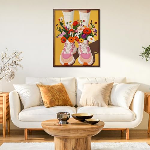 Paint by Numbers Kit for Adults, Sneakers DIY Painting Kit, 16x20 Inch | Flower Paint by Numbers for Adults Beginners, Without Frame, Relaxing Hobby, Modern Wall Art, Home Decor, Creative Gift - color: CYOP1P09
