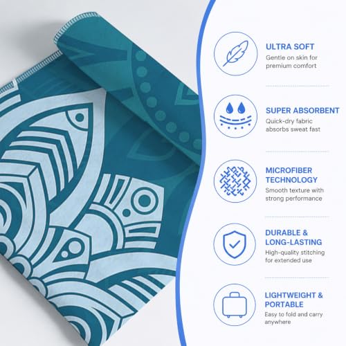Yoga Mat Towel, Hot Yoga Non Slip with 4 Corner Pockets, 70 x 26 in | Soft Absorbent Microfiber With Four Corner Pockets, Fits Over Yoga Mats For Hot Yoga, Pilates, Gym, And Travel - color: Blue Flower-06, size: Small