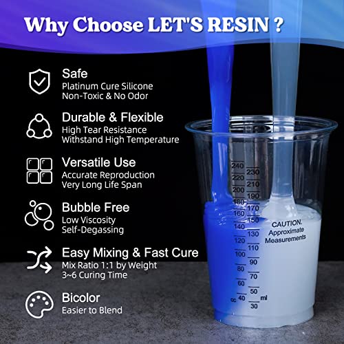 LET'S RESIN Silicone Mold Making Kit 30A,160oz Mold Making Silicone Rubber | 10Lbs Durable Fast Cure Platinum Cured Silicon, Self-Degassing Molding Silicon, Ideal for DIY Resin Molds - size: Large