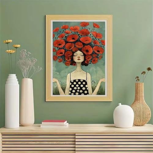Cute Girl Paint by Numbers Kit for Adults Beginners,Flowers Paint by Number Kits On Canvas, DIY Acrylic Watercolor Oil Colorful Painting by Number for Adults Without Frame for Home Decor 16 x 20Inch - color: GM29