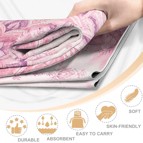 Yoga Towel,Ultra-Absorbent Yoga Mat Towel for Hot Yoga Towel Non Slip,Featuring Ultra-Stylish Prints,Ideal for Workouts,Hot Yoga, Bikram,Pilates Equipment,72 x 27 in, Pink Flowers - color: Lavender Pink