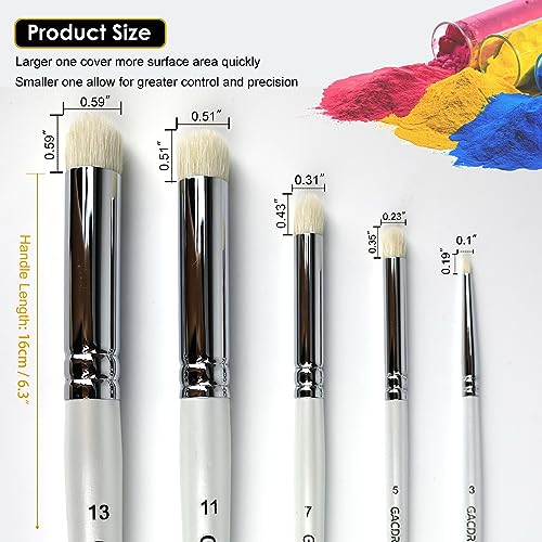 GACDR Dry Brush Miniature Painting, 5 Sizes Drybrush Set for Miniature 40k Citadel Model Paint,Hobby Detail Paint Brushes | drybrush set with soft goat hair blend for miniature painting, tabletop terrain, acrylic hobby painting and dry brushing