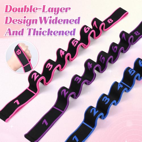 Fitness Resistance Bands with Handles, 2026 Upgrade Fitness Resistance Band for Stretching and Yoga, Fashion Puller Exercise, Adjustable Leg Stretcher Bands for Full Body Stretching Shaping - color: 3pcs-B
