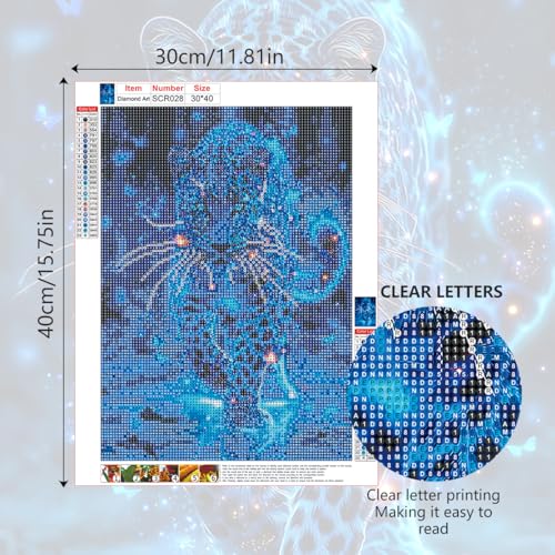 Ohhvvow Glowing Cheetah Diamond Painting Kits for Adults, 12x16 Inch 5D DIY Full Round Drill Diamond Art Dots for Home Wall Decor, Gift for DIY Craft Lovers & Beginners - color: Glowing leopard