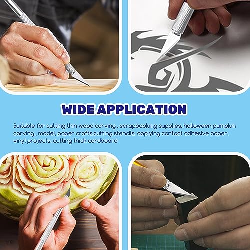 42Pcs Utility Craft Knife Kit Contains 2 Metal Pen Knife and Spare Replacement Blades, Exacto Knife and SK5#11 Hobby Knife Blades for Scrapbooking, Cutting, Carving DIY, Art Work - color: 42pcs Utility Craft Knife Kit (Silver)