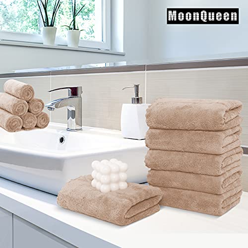 MOONQUEEN 18 Pack Premium Hand Towels - Quick Drying - Microfiber Coral Velvet Highly Absorbent Towels - Multipurpose Use as Hotel, Bathroom, Shower, Spa, Hand Towel 16 x 28 inches (Brown) - color: Brown, size: Hand Towels - 18 Pack
