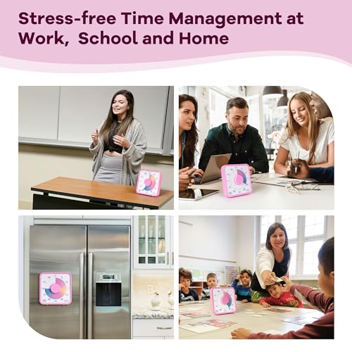 TWENTY5 SEVEN Countdown Timer 7.5 inch, 60 Minute 1 Hour Visual Timer for Classroom Teaching Tool Office Meeting, Mechanical Countdown Clock for Kids Exam Time Management Magnetic, Ombre Pink Macarons - color: Ombre Pink Macarons