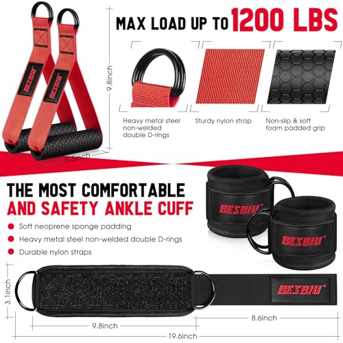 Heavy Resistance Bands for Working Out, 300lbs/360lb/420lb Exercise Bands Workout Bands with Handles, Door Anchor, Ankle Straps, Home Gym Workout Equipment for Men Fitness Strength Training Stretching - color: Red, style: 300LBS