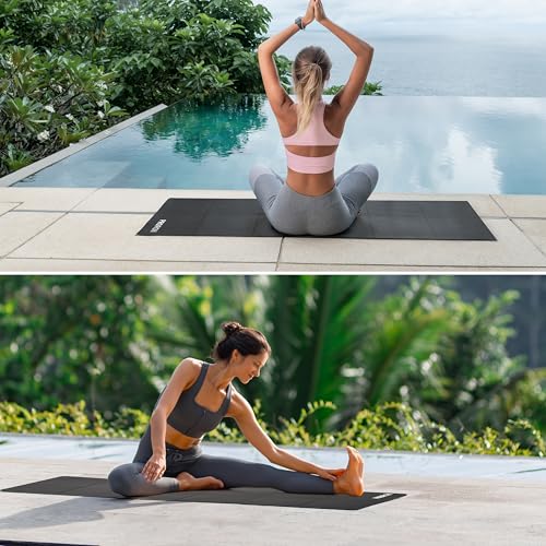 PROIRON Foldable Yoga Mat 0.24"/0.16" for Home Workout & Travel, Non Slip Travel Yoga Mats with Carry Bag, Packable Yoga Mat for Home Gym, Pilates, Fitness,Stretching - color: (0.16" PVC) Black
