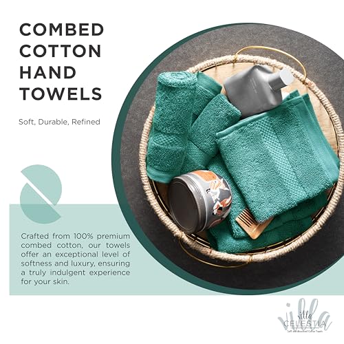 Villa Celestia Cotton Washcloths Set of 6, 12x12 Inch, 100% Ring-Spun Combed Cotton, Soft Absorbent Quick-Dry Wash Cloths for Face and Body, Oeko-TEX Certified, Hotel & Spa Quality, Teal - color: Teal, size: Washcloth - Pack of 06
