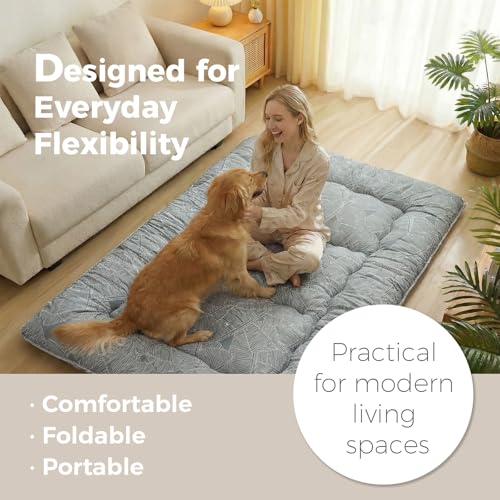XICIKIN 2.5" Japanese Floor Mattress, Japanese Futon Mattress - color: Grey Feather, size: Twin(80" x 39")