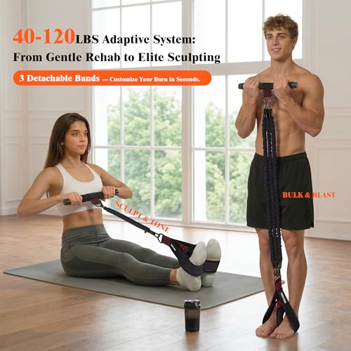 3-Tube Pedal Resistance Band w/Handles, 30/40LBS Sit Workout Gear | Home pedal puller for abs waist leg glutes core pilates training, portable gear for men women daily exercise - color: black, size: 40lbs