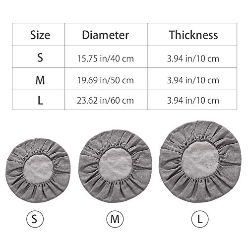 Round Floor Pillow Cover Tatami Floor Cushion Cover Straw Japanese Futon Cover Meditation Seating Ottoman Throw Protector for Living Room Indoor Outdoor Gray,19.69 inches - color: Grey, size: 19.69 inches