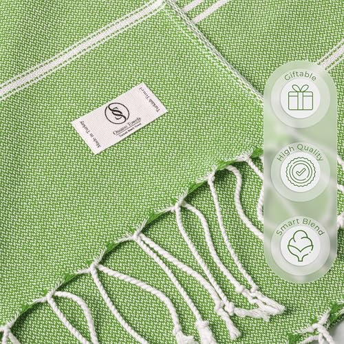 Ossano Turkish Beach Towel Absorbent & Lightweight Oversized (39" x 71") - Quick Dry, Versatile and Functional as Yoga Mat, Picnic Blanket, Travel Blanket, Bath, Gym, Camping Towel - Pistachio Green - color: Pistachio Green