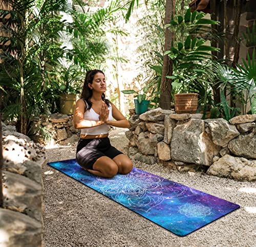nuveti Printed Travel Yoga Mat 1/16 Inch Thick Non Slip Fitness Workout Mat | with Carrying Bag, Foldable Lightweight Suede & Natural Rubber Yoga Mat for Yoga Pilates and Fitness 72" L x 24" W x 1.5mm - color: JingMo