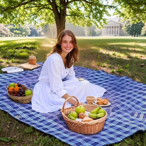 Wind Tour Waterproof Picnic Blanket with Carry Strap - Foldable Sandproof Outdoor Mat for Camping, Beach, Park - 59" x 71",Green(Two Mat Set) - color: 59" X 71",green(two Mat Set)