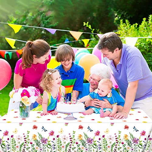 4 Pack SPring Floral Tablecloth Wild Flowers Table Cloth Plastic Spring Floral Table Cloth Flower Disposable Table Cover for Flower Wedding, Babyshower, Birthday Party Decorations 51 x 86 Inches - color: Flower-tb